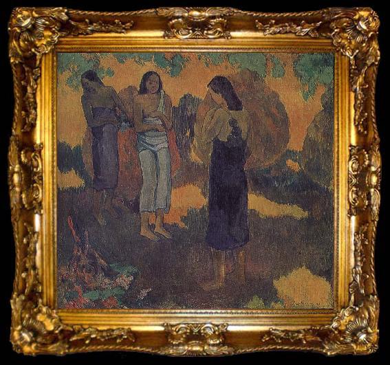 framed  Paul Gauguin Yellow background, three women, ta009-2
